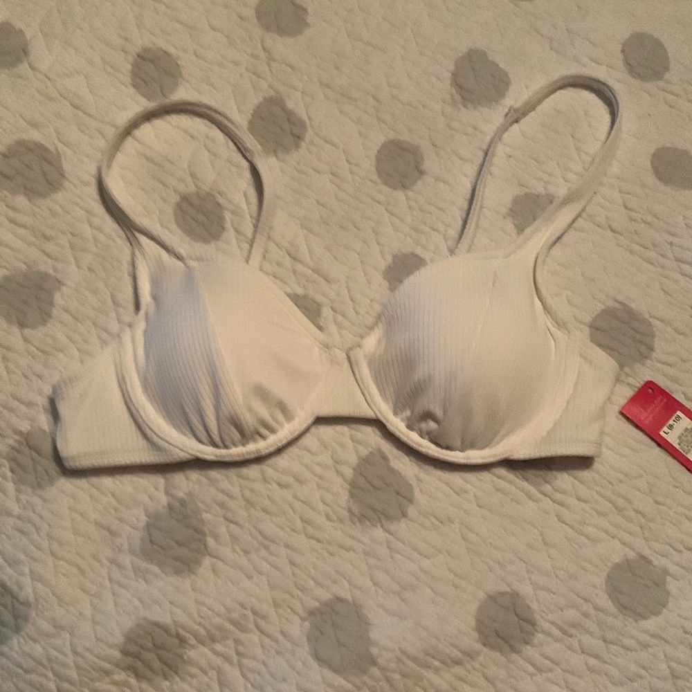 NWT Xhiliration white bra style bikini top